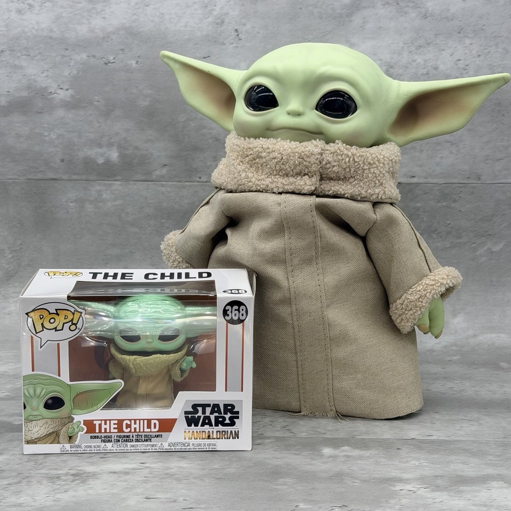 Funko Pop! Vinyl: Star Wars #368 Mandalorian the Child Figure & Plush LOT OF 2